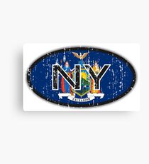 NEW YORK STATE FLAG IN POPULAR OVAL DESIGN Canvas Print