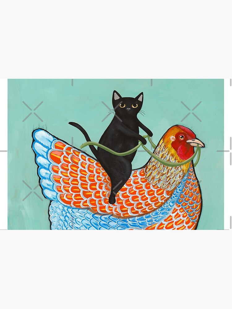 Chicken Ride Wyandotte and Black Cat by kilkennycat
