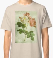 Vintage White & Pink Peonies | Dark Sage Green Victorian Art print Classic T-Shirt