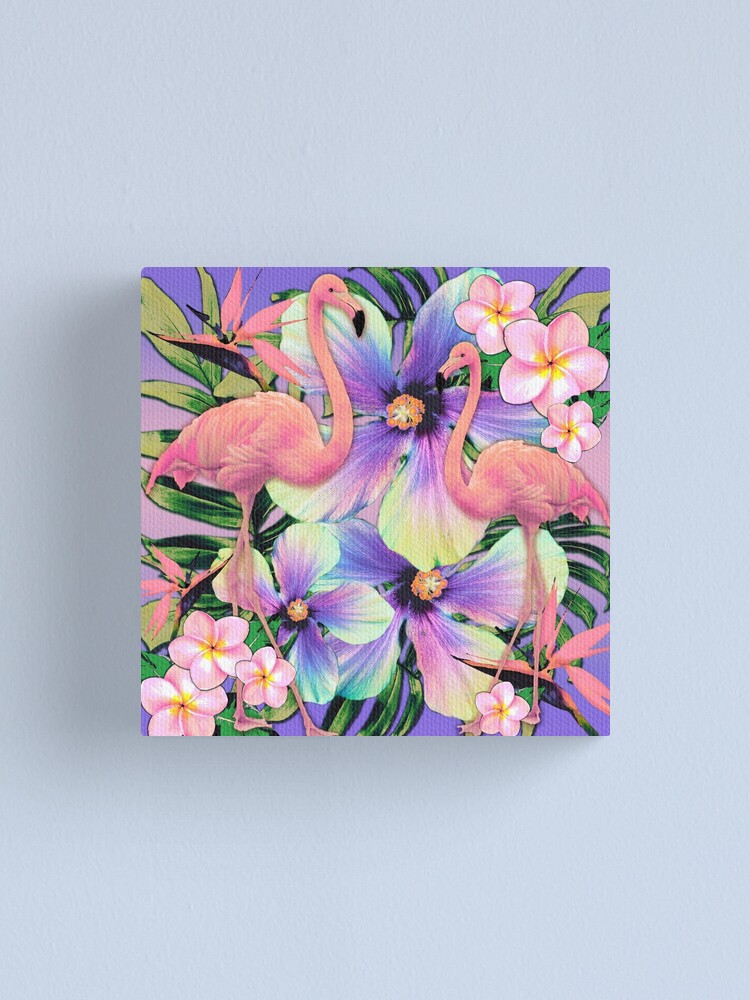 Alternate view of Retro Flamingo Tropical Violet Canvas Print