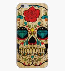 Vinilo o funda para iPhone Cráneo de azúcar de madera