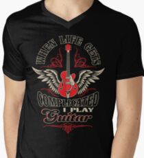 When Life Gets Complicated I Play Guitar Men's V-Neck T-Shirt