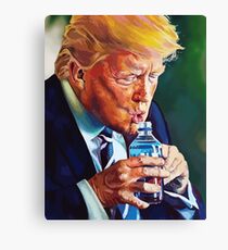 Trump Trying to Drink Water Canvas Print