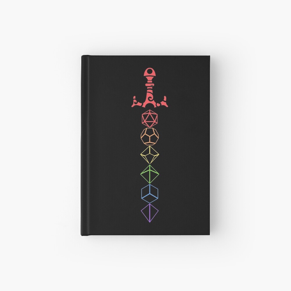 Rainbow Dice Sword LGBT Tabletop RPG Gaming Hardcover Journal