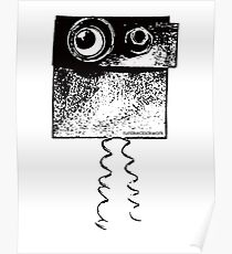 Robot graphic illustration eyes black and white, unusual robot Poster