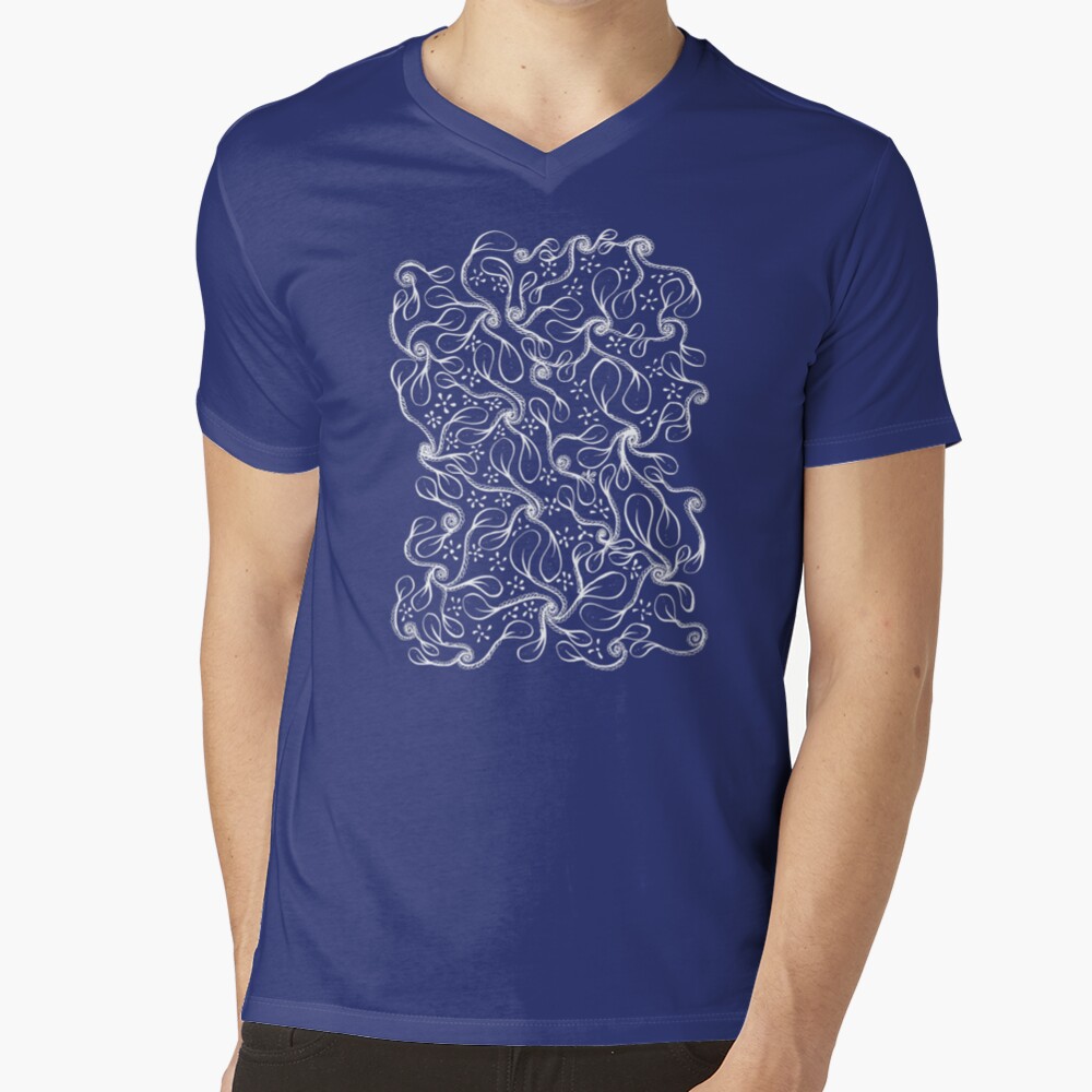 Zentangle Swirly-Leaves V-Neck T-Shirt