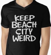 Camiseta para hombre de cuello en v Keep Beach City Weird