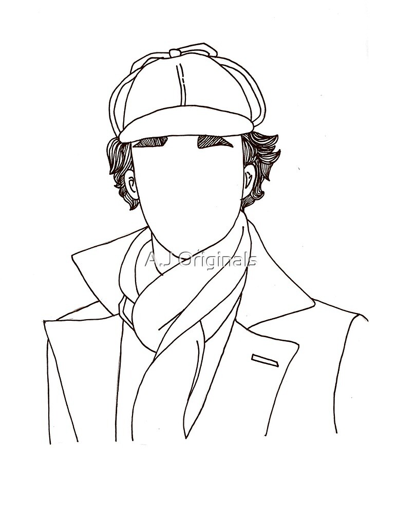 Sherlock Holmes Line Art By A J Originals Redbubble