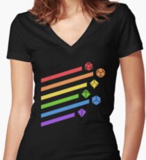 Rainbow Dice Set Tabletop RPG Gaming Women's Fitted V-Neck T-Shirt