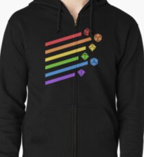 Rainbow Dice Set Tabletop RPG Gaming Zipped Hoodie
