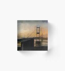 Old Severn Crossing sunset, toward Wales Acrylic Block
