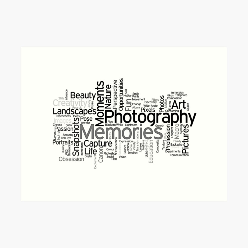 "Photography Word Art 5" Art Print by RobynCarter | Redbubble