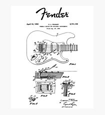 Fender Guitar Tremolo Patent Black Photographic Print