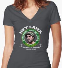 Camiseta entallada de cuello en V Hola Lama, qué tal un lil algo para el esfuerzo