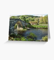 Tu Hwnt i'r Bont and Pont Fawr bridge Greeting Card