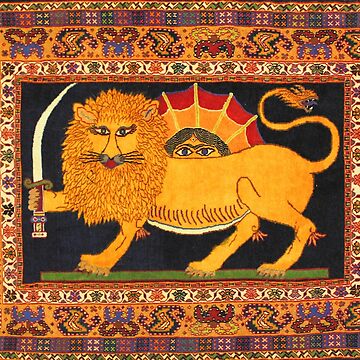 Bijar Kurdish Animal Rug with Rampant Lions Sticker for Sale by Vicky  Brago-Mitchell®