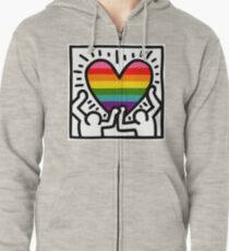 Keith Haring w/ original pride flag Zipped Hoodie