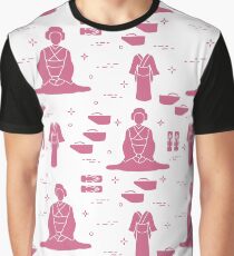 Pattern. Asian woman, japanese clothing, shoes. Graphic T-Shirt