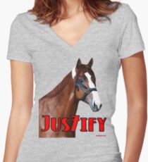 JUSTIFY: Portrait Women's Fitted V-Neck T-Shirt