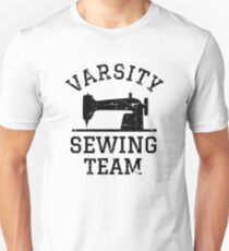 Varsity Sewing Machine Team Distressed (Black Font) Unisex T-Shirt