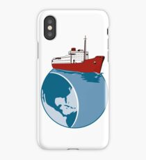 Vintage Passenger Ship on Top of World Retro iPhone Case