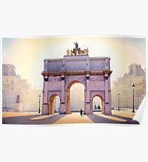 "Riding the Light" Carousel in Paris Watercolor Poster