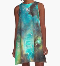 Green Galaxy A-Line Dress