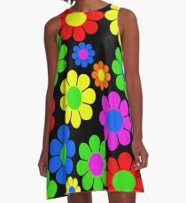 Hippy Flower Daisy Spring Pattern A-Line Dress