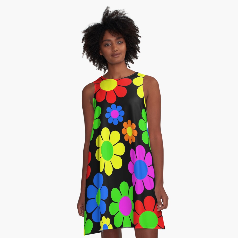 Hippy Flower Daisy Spring Pattern A-Line Dress