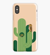 Burrowing owls and cacti vector illustration iPhone Case