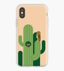 Burrowing owls and cacti vector illustration iPhone Case