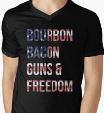 Bourbon Bacon Guns And Freedom Men's V-Neck T-Shirt