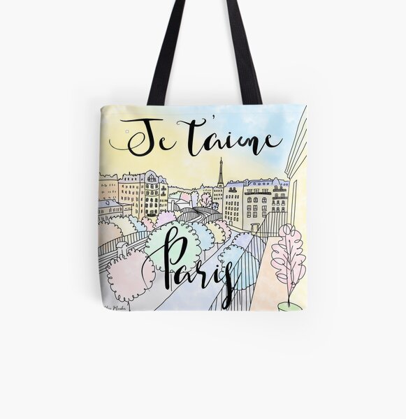 Je t'aime Paris by Alice Monber All Over Print Tote Bag