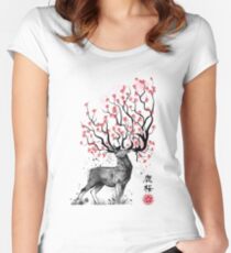 Sakura Deer Women's Fitted Scoop T-Shirt