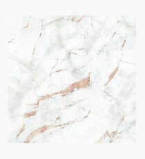 White and rose gold elegant marble stone pattern Photographic Print