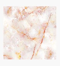 White and rose gold elegant marble stone pattern Photographic Print