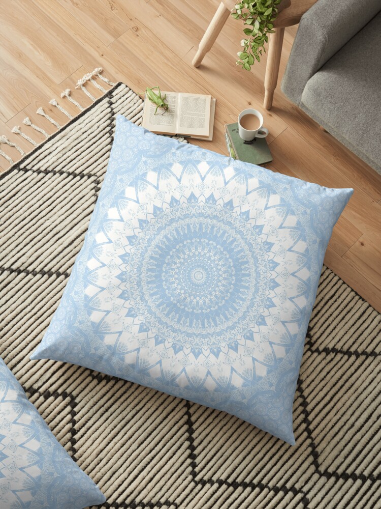 Baby Blue Boho Mandala Floor Pillow By Kellydietrich Redbubble