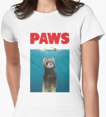 Paws Ferret Funny Jaws Parody Women's Fitted T-Shirt