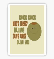 Olive You Knock Knock Joke Card Sticker