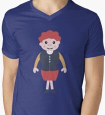 vintage school girl Men's V-Neck T-Shirt