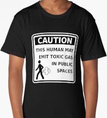 Fart Warning This Human May Emit Toxic Gas Funny Gag Long T-Shirt