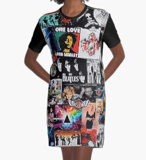 Rock Collage Graphic T-Shirt Dress