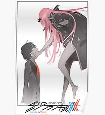 Darling in the Franxx Hiro and Zero Two logo Poster