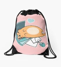 Cute Laptop Cat Drawstring Bag