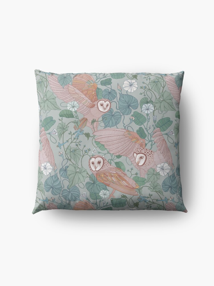 Alternate view of Pink barn owls Floor Pillow