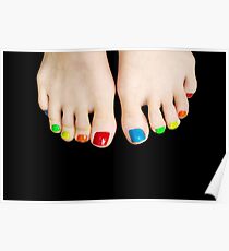Pretty feet colorful Toenails Poster