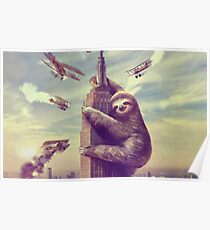 Sloth climbing the empire state building Poster