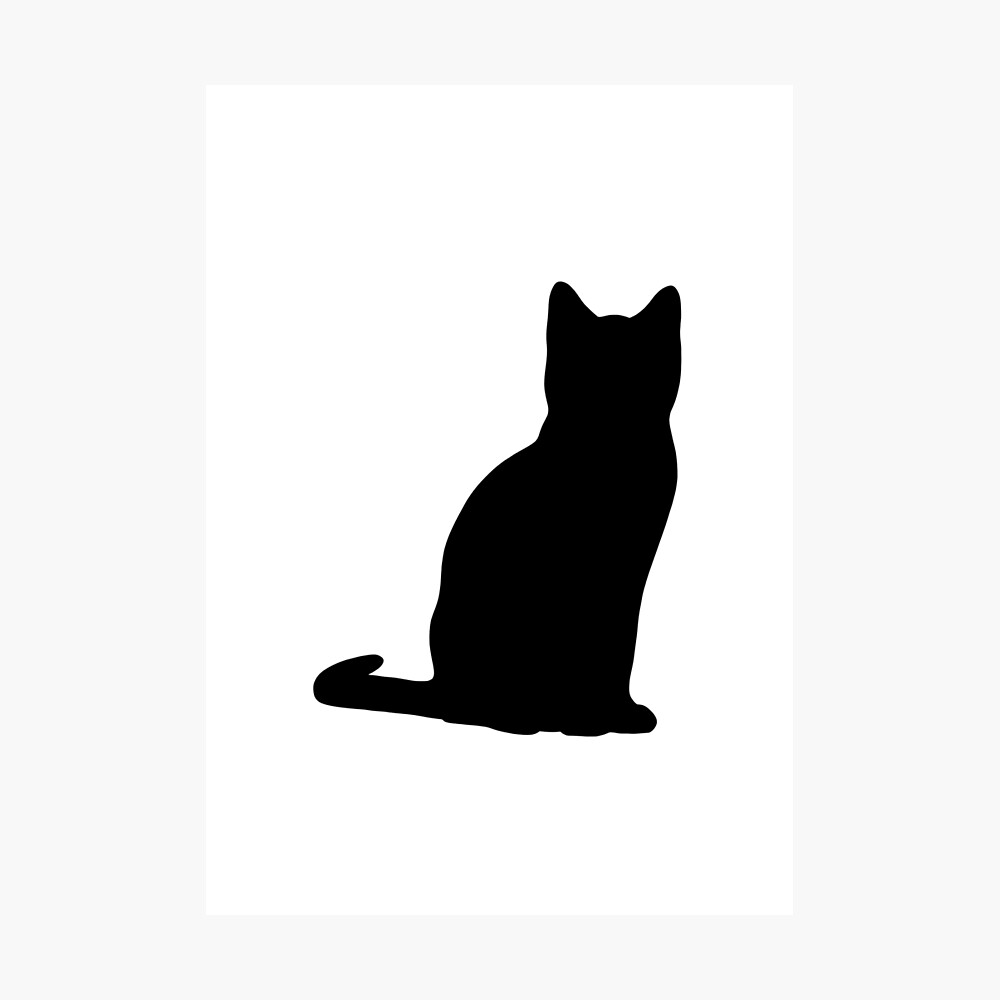 "Sitting cat silhouette black and white" Photographic ...