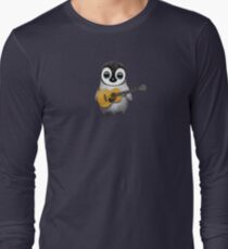 Musical Baby Penguin Playing Guitar Teal Blue Long Sleeve T-Shirt