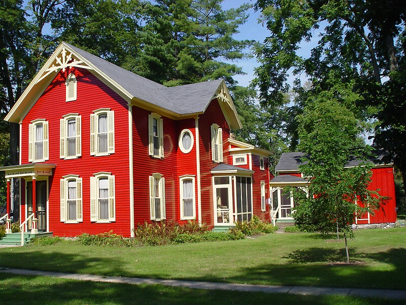 "Red House of Lawrence Michigan" by Dennis Burlingham Redbubble